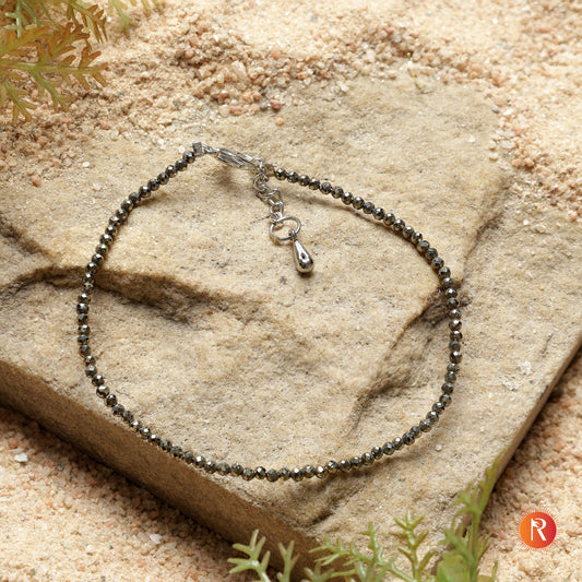 Shubh-Labh Raw Pyrite Beaded Anklet