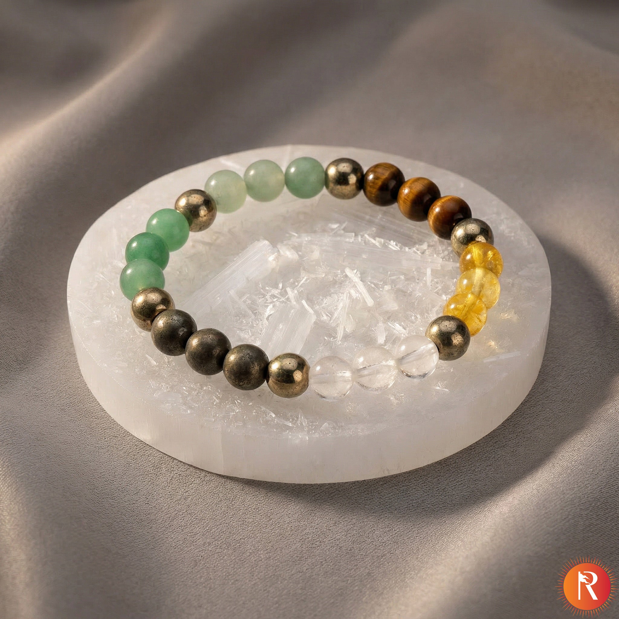 Dhan Vriddhi Combo: Dhan Yog / Money Magnet Bracelet with FREE Raw Selenite Plate