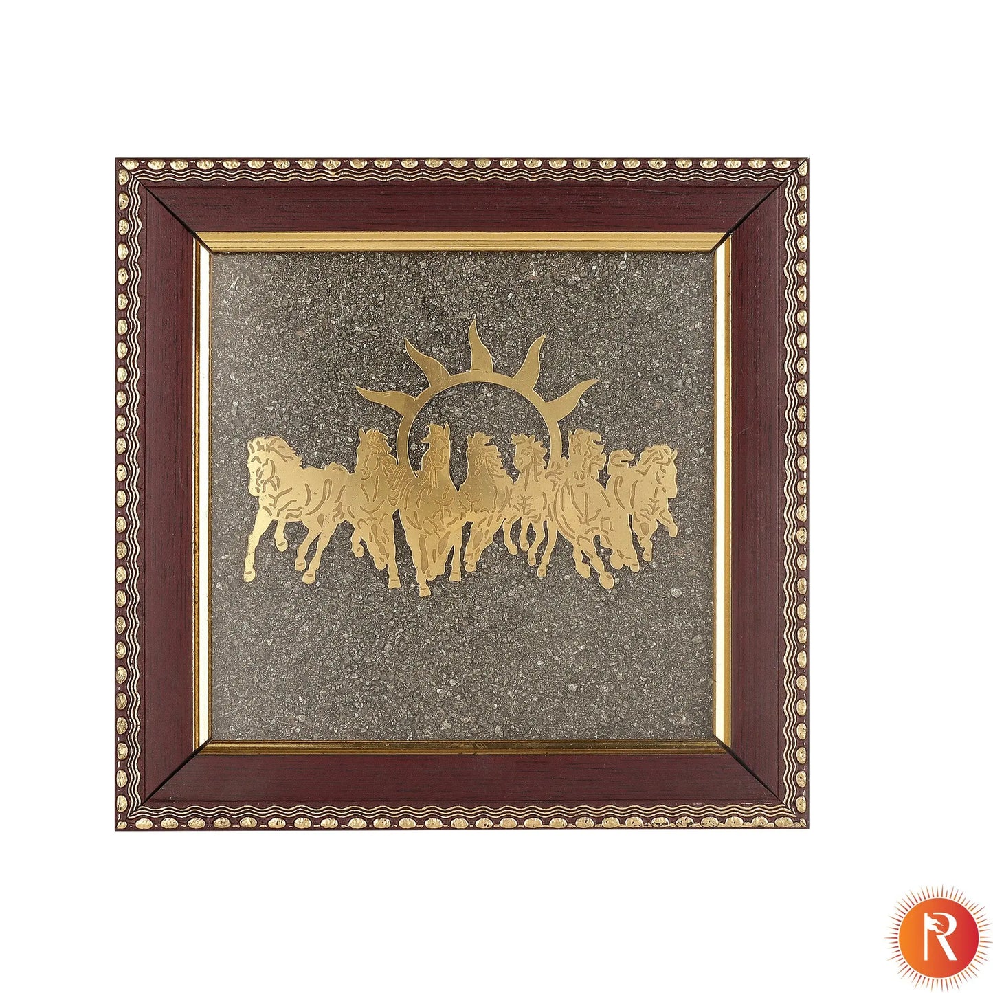 Lakshmi Siddh 7 Horses on Raw Pyrite Frame Religious Bazar