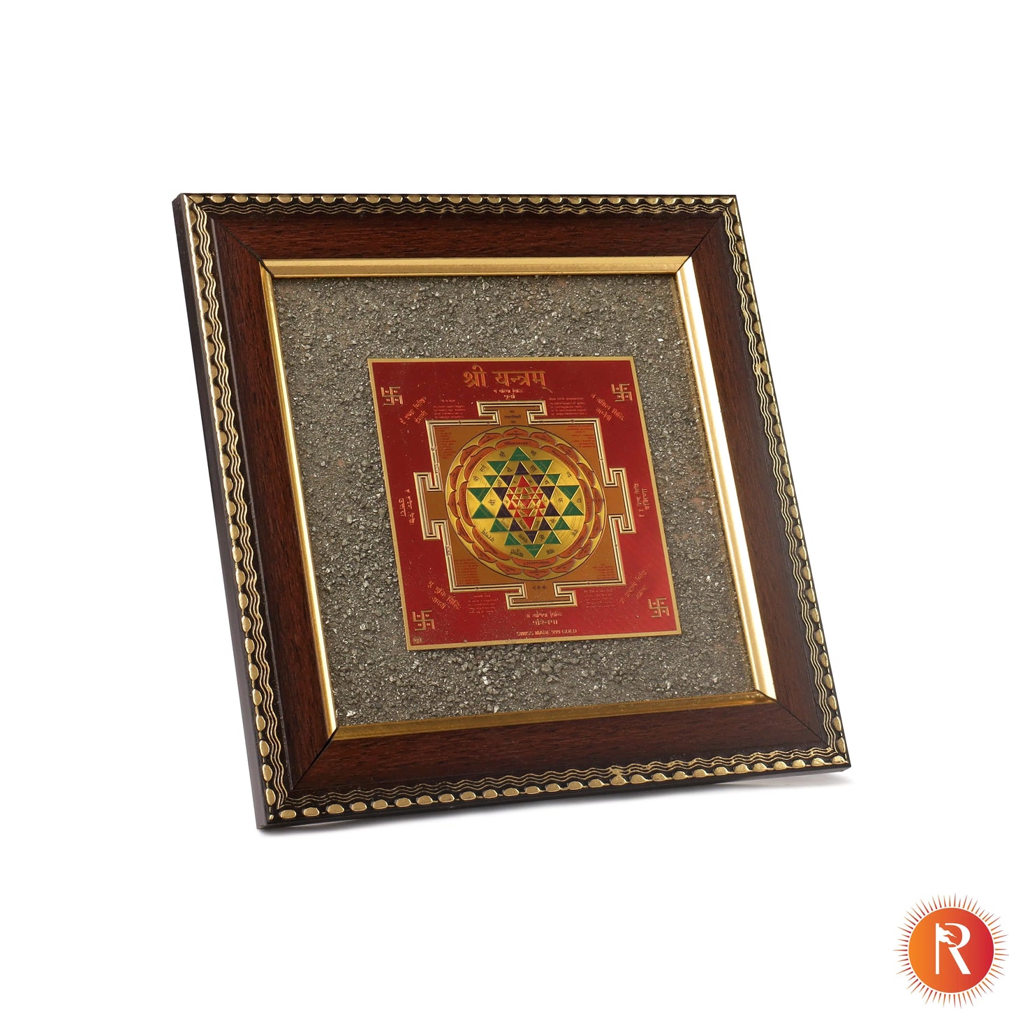 Shree Yantra on Raw Pyrite Frame Religious Bazar