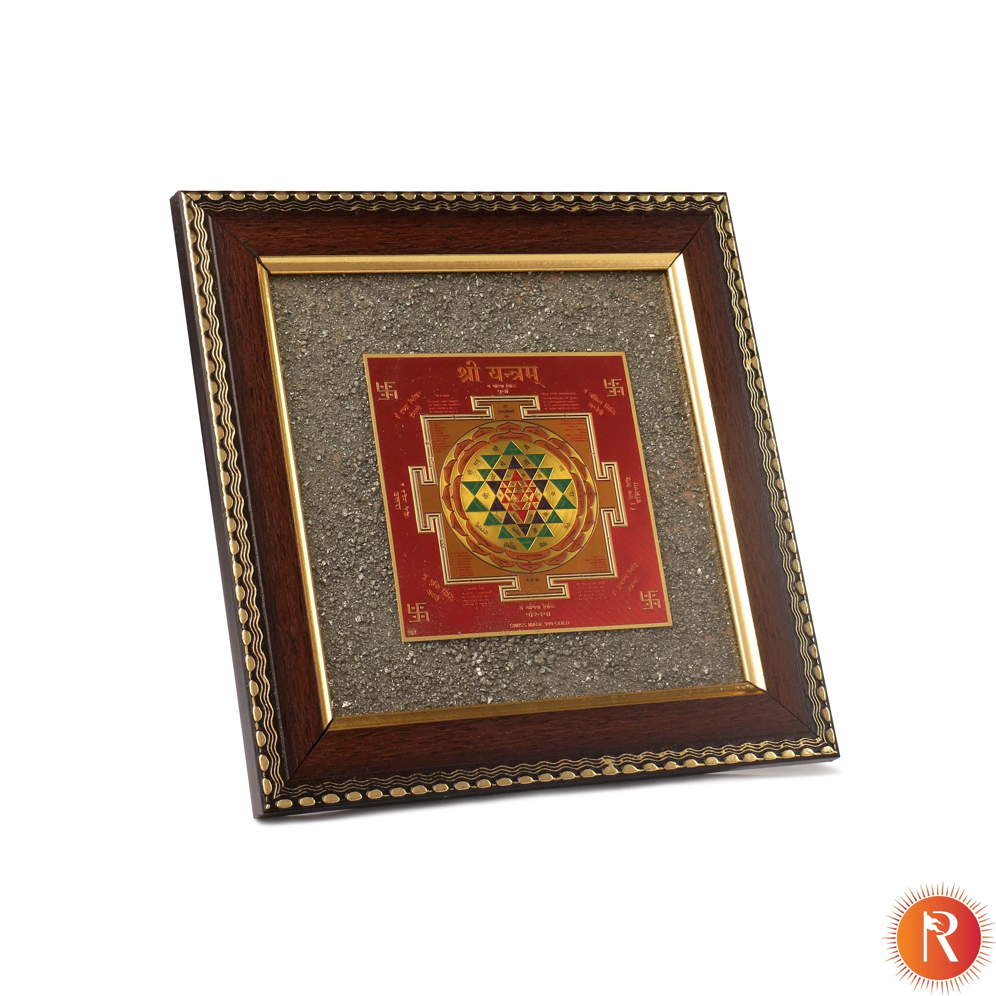 Shree Yantra on Raw Pyrite Frame Religious Bazar
