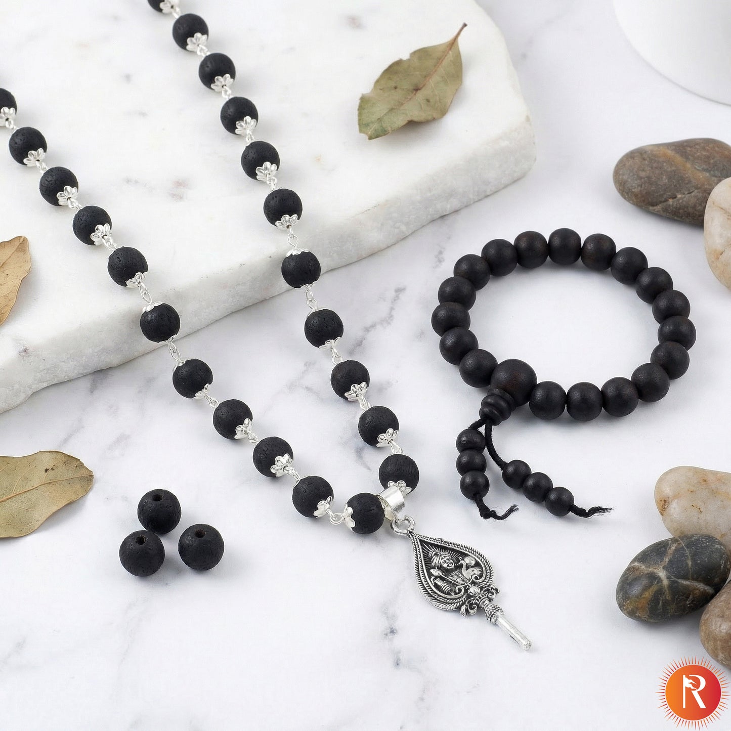 Lord Murugan Vel Combo: Karungali Malai with Bracelet