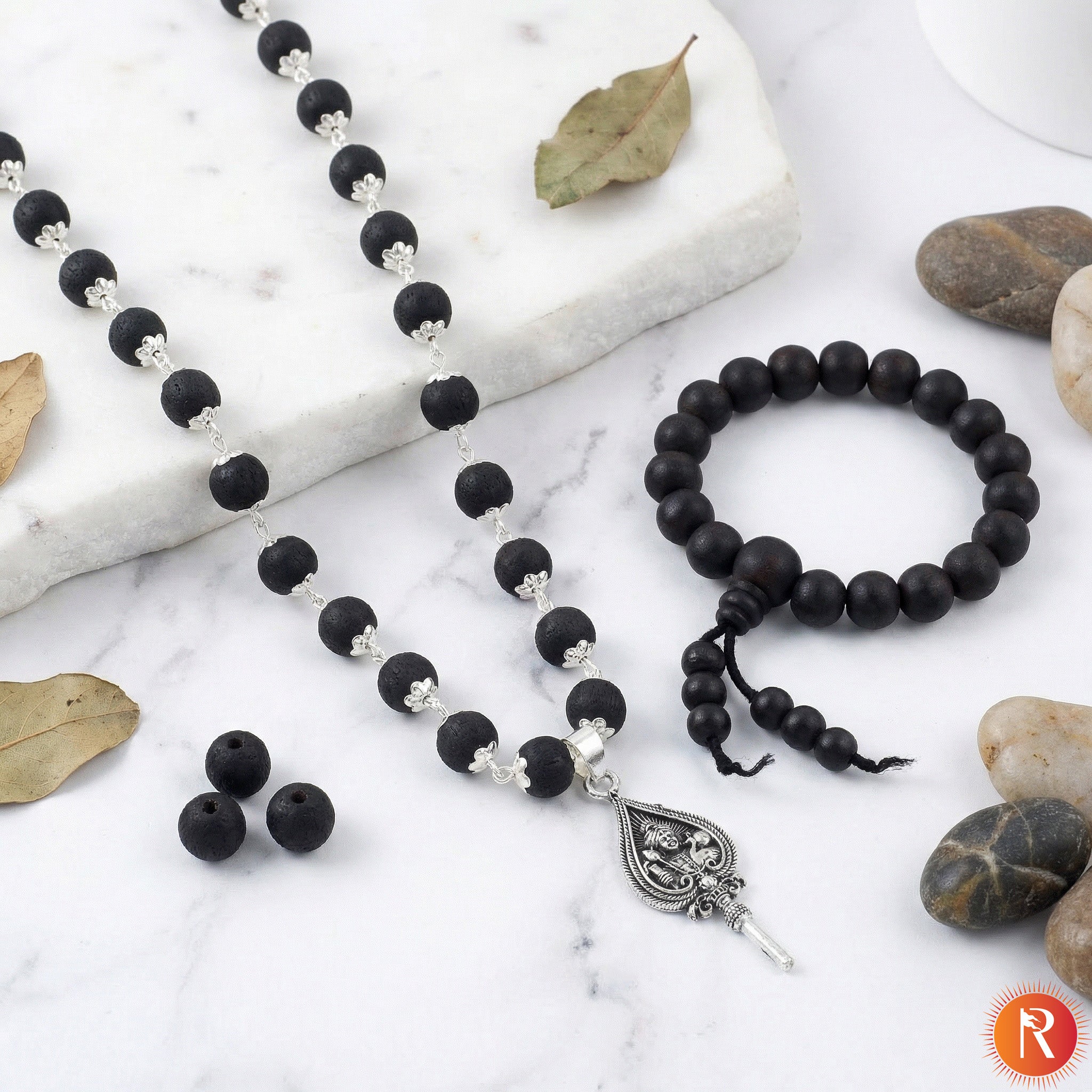 Lord Murugan Vel Combo: Karungali Malai with Bracelet