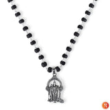 Karungali Malai in Silver-Cap with Lord Murgan Pendant Religious Bazar