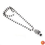 Karungali Mala & Mahadev Trishul & Damru Pendant with Silver Capping