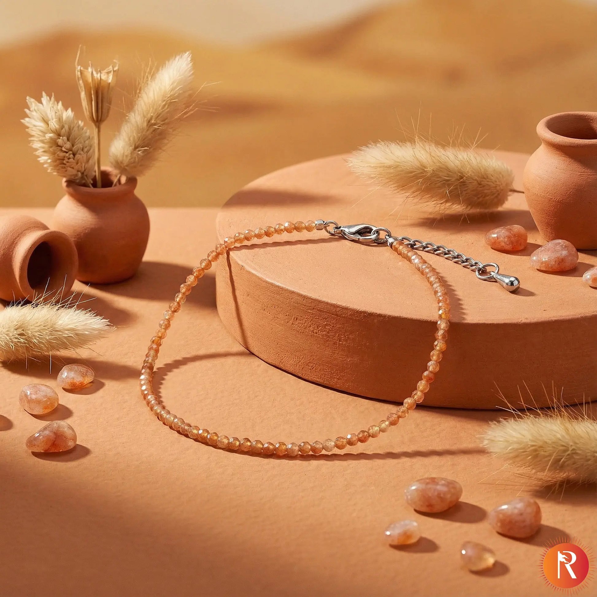 Golden Hour Honey Amber Faceted Anklet Religious Bazar