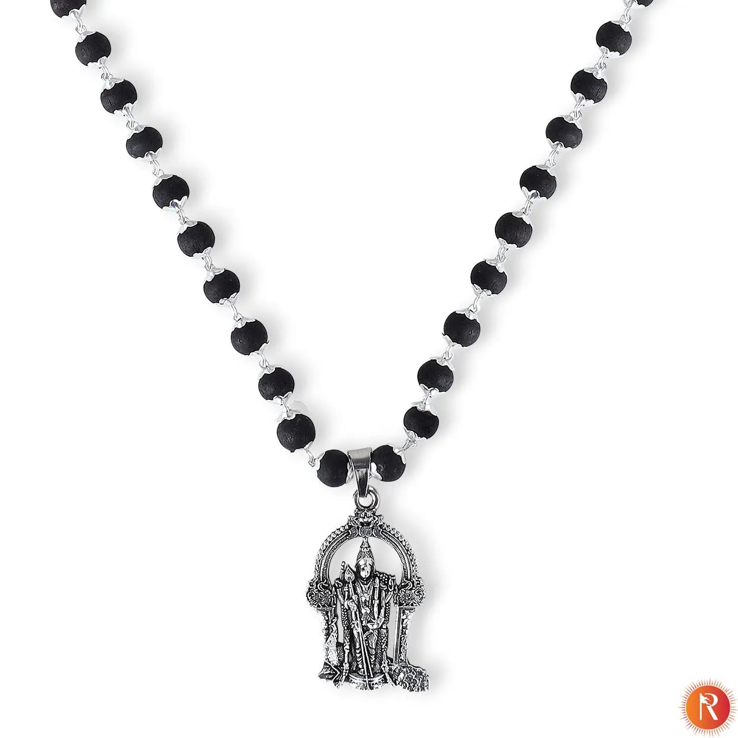 Karungali Malai with Lord Murugan Pendant With Karungali Bracelet with Govt. Certification Religious Bazar