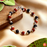 Rudraksha & Karungali Silver-Capped Healing Bracelet Religious Bazar