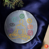 Vibrant 7 Chakra Meditation Selenite Plate