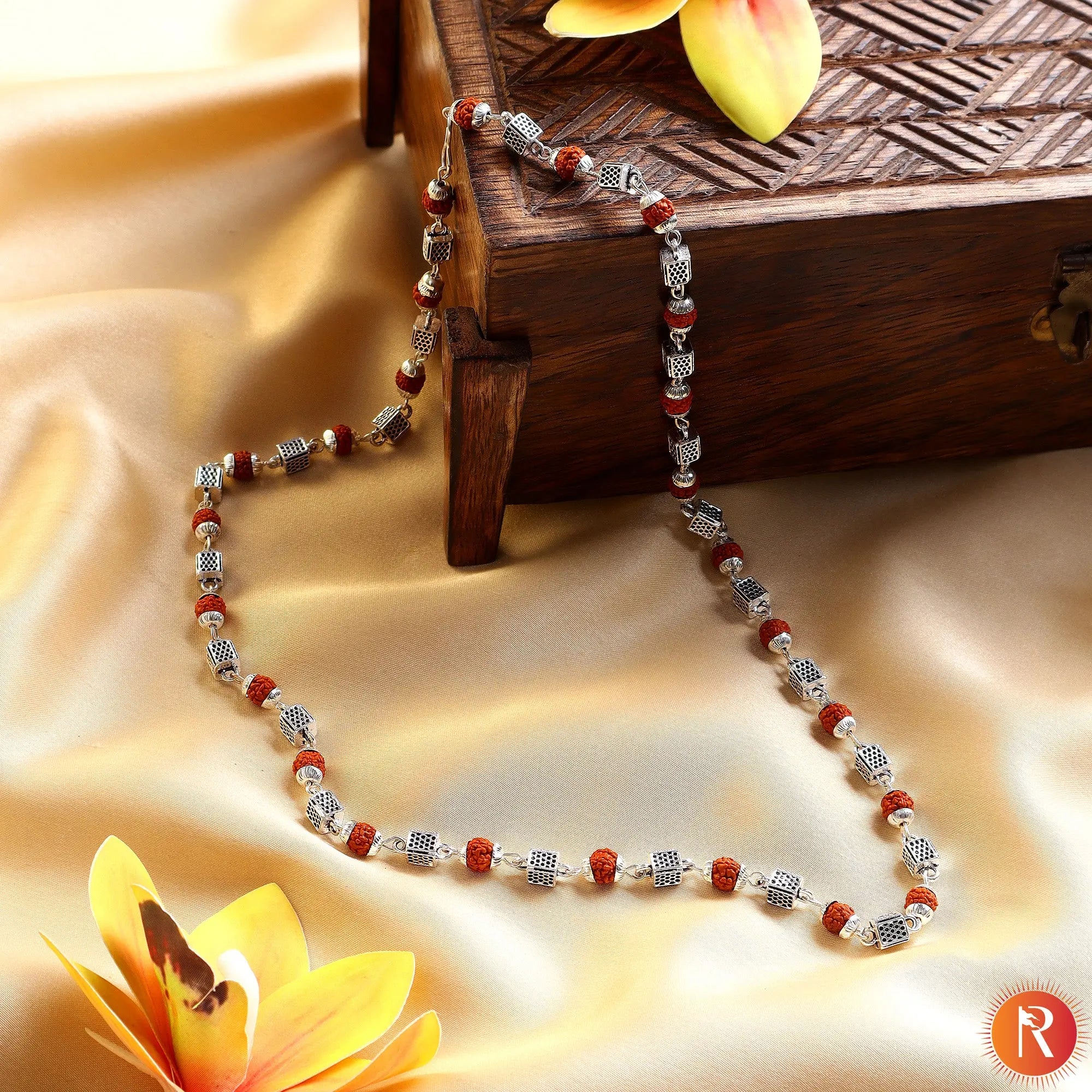 Shiva's Tears & Silver Bliss: Premium Rudraksha Mala Religious Bazar