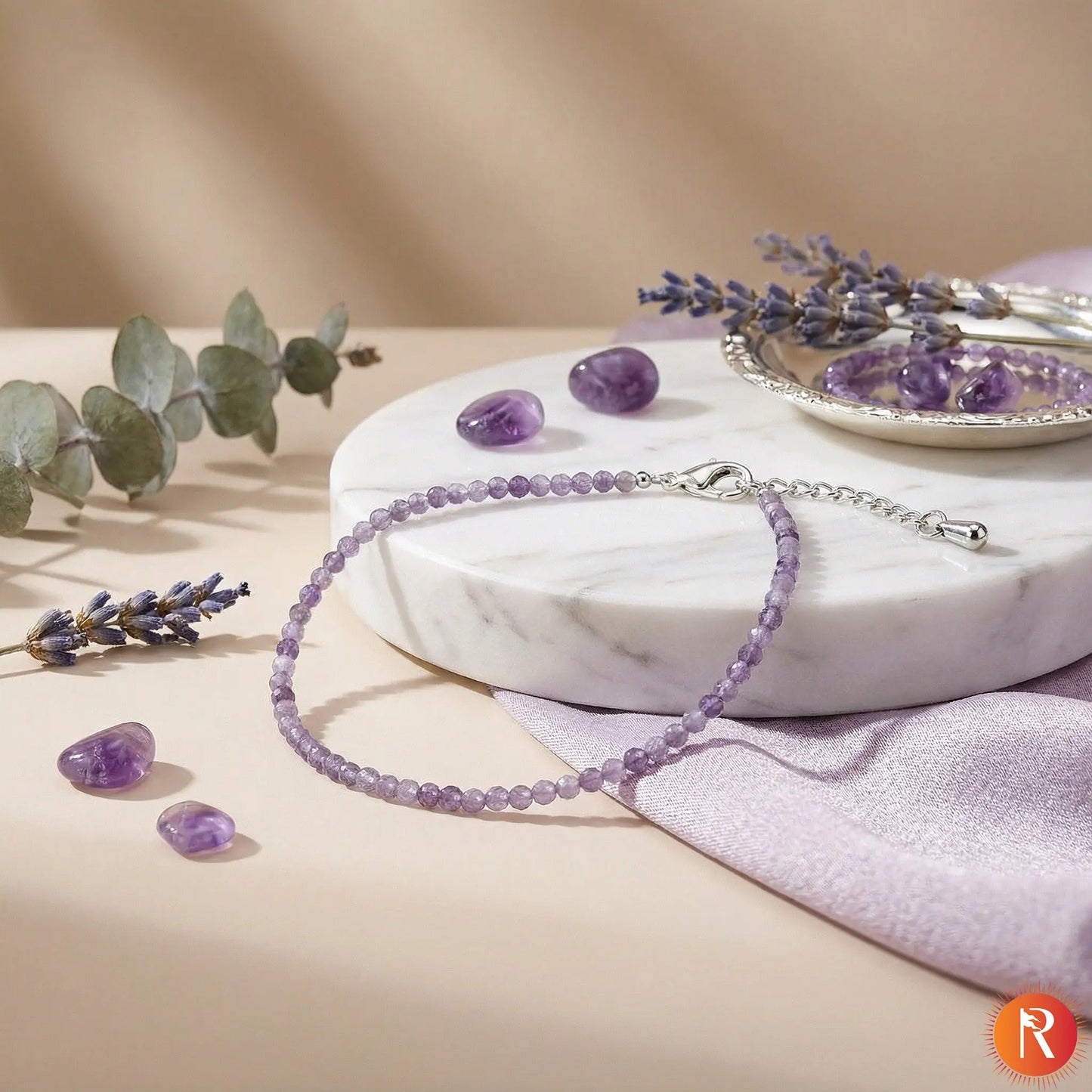 Royal Lavender Amethyst Faceted Gemstone Anklet Religious Bazar