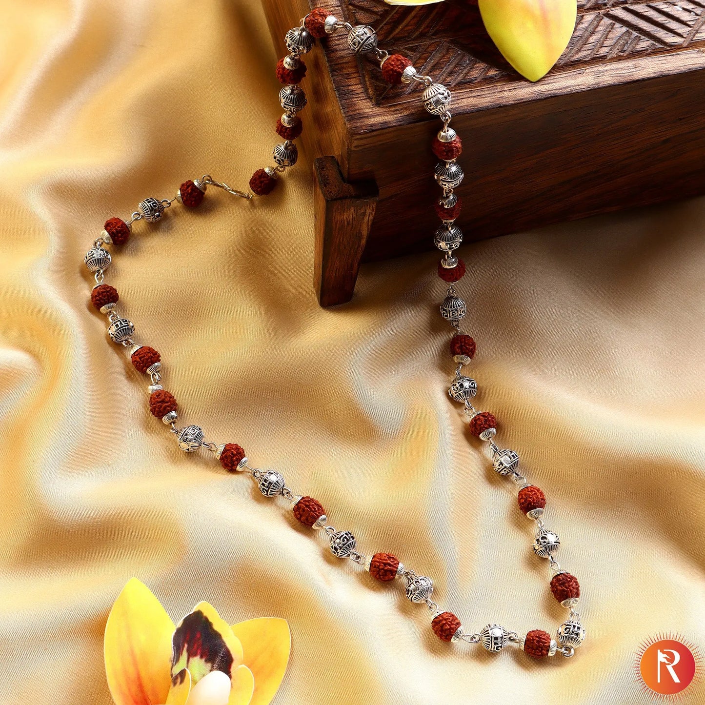 Shiva's Tears: Silver-Capped Rudraksha Mala with Certification Religious Bazar