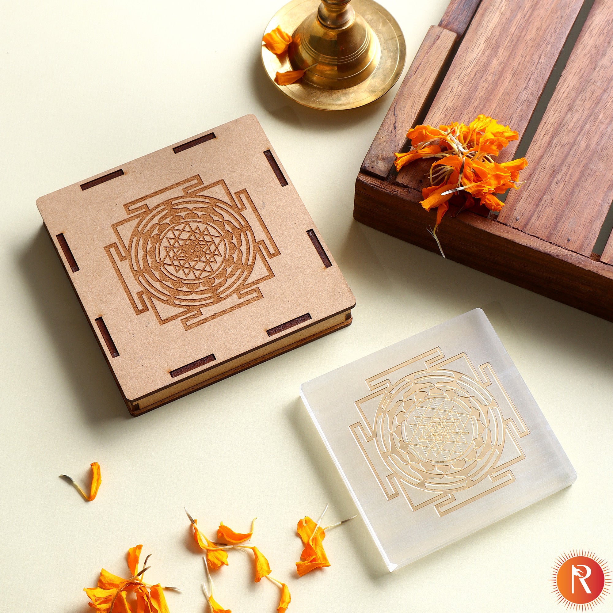 Sri Yantra Selenite Charging Plate