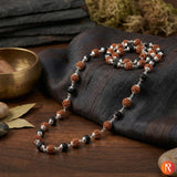 Divine Synergy Rudraksha & Karungali Protection Mala with Silver Capping