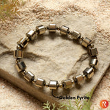 Golden Pyrite Cube Beads Bracelet Religious Bazar