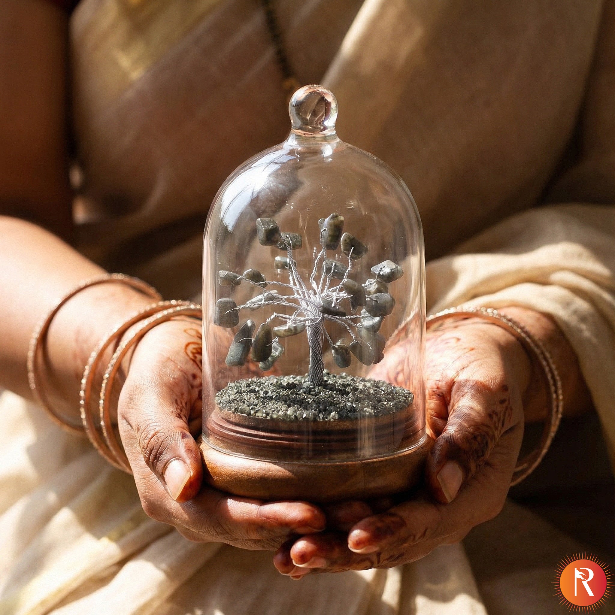 Pyrite Gemstone Dome Tree