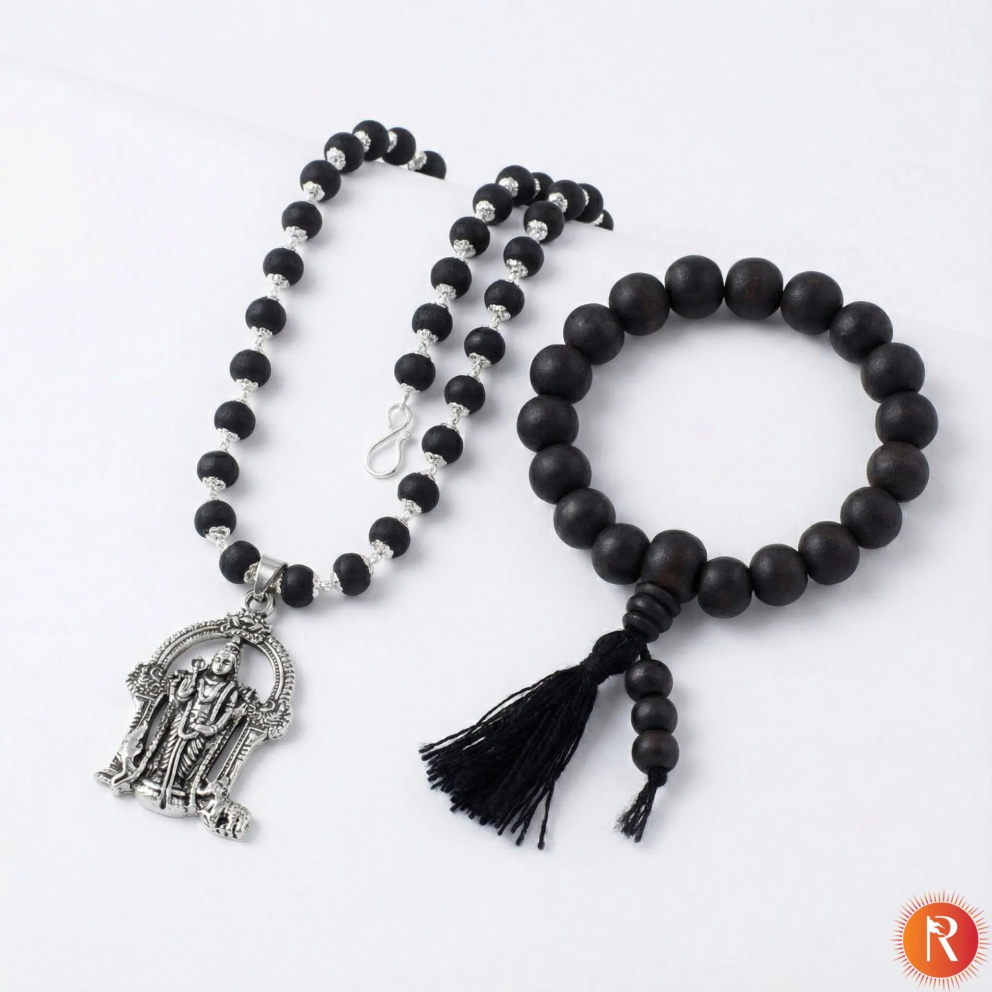 Karungali Malai with Lord Murugan Pendant With Karungali Bracelet with Govt. Certification Religious Bazar