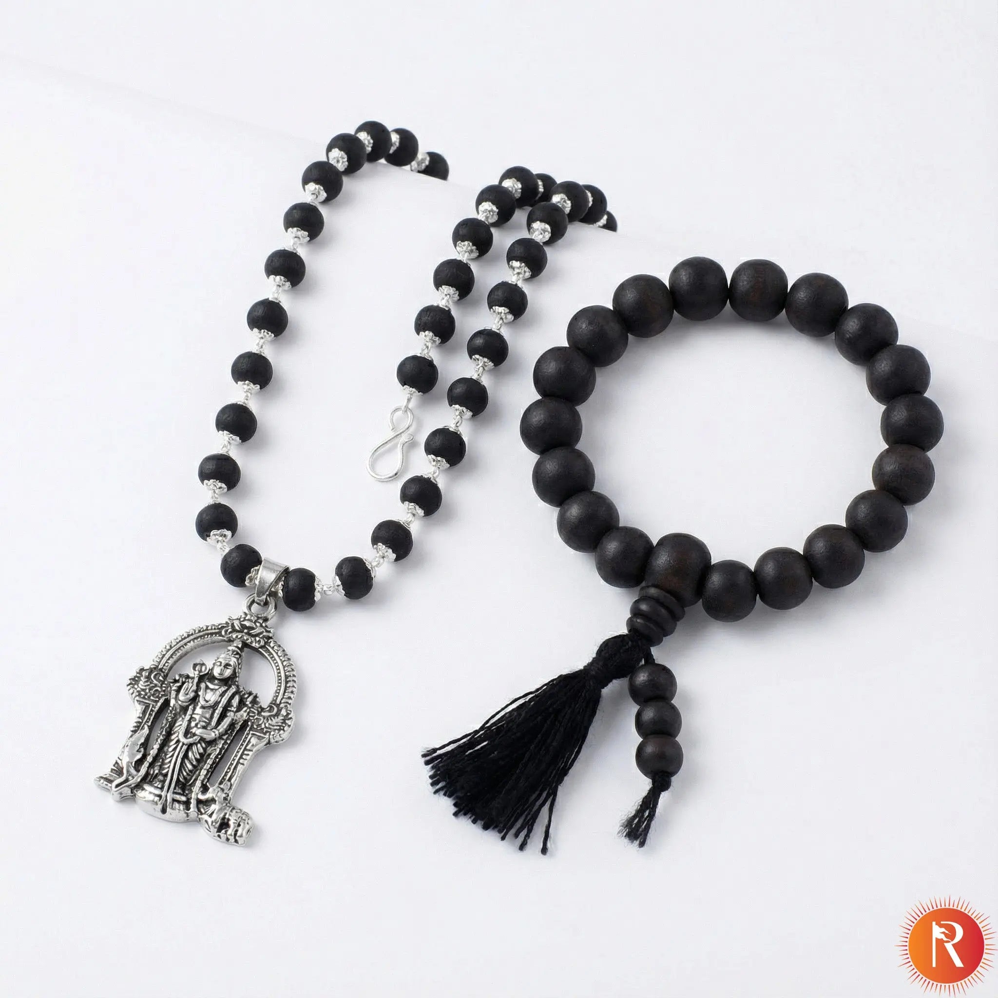 Karungali Malai with Lord Murugan Pendant With Karungali Bracelet with Govt. Certification Religious Bazar