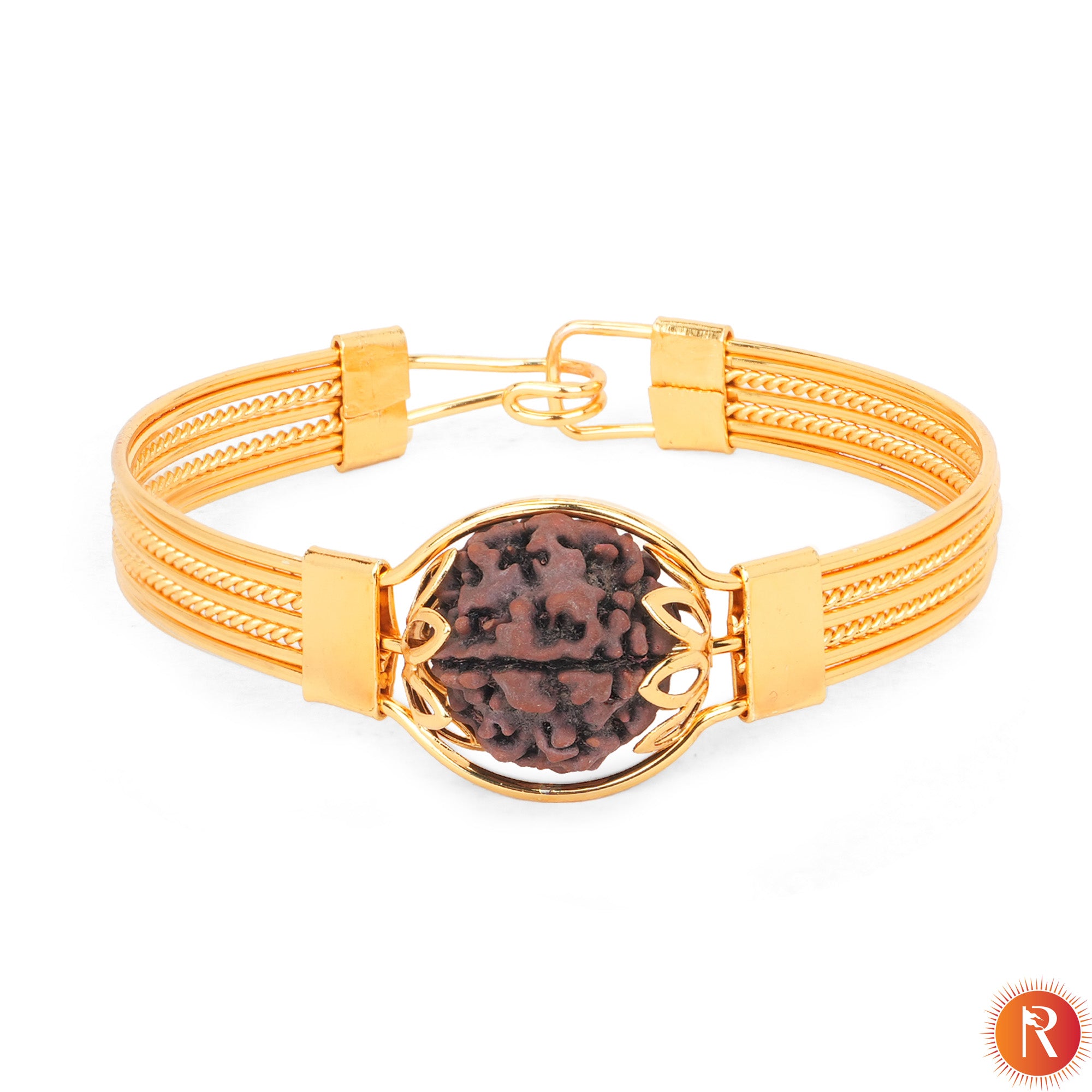 Divine Aura Rudraksha Gold-Plated Designer Kada