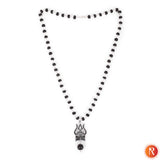 Karungali Mala & Mahadev Trishul & Damru Pendant with Silver Capping
