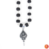 Silver Capped Karungali Malai with Lord Murugan Vel Pendant