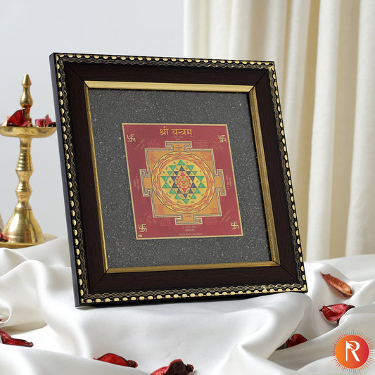 Shree Yantra on Raw Pyrite Frame