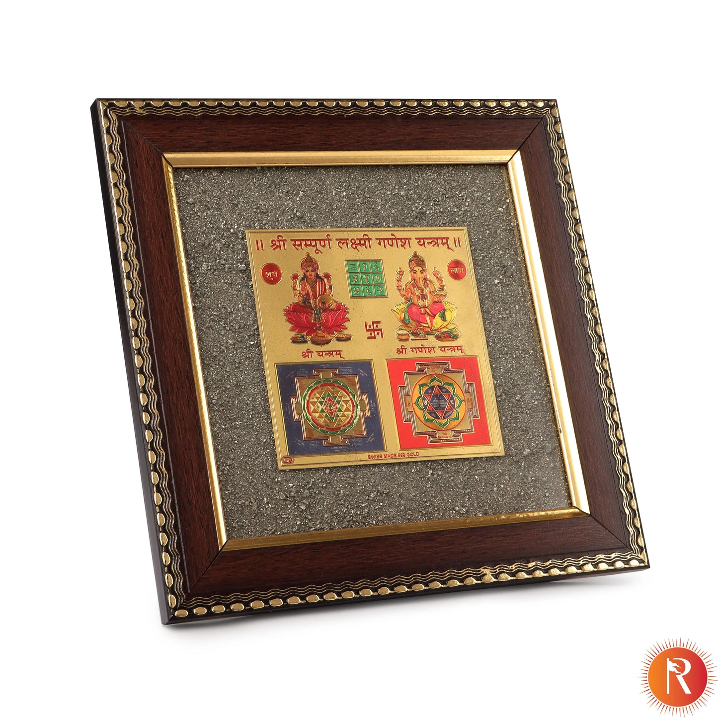 Sampoorna Lakshmi Ganesh on Raw Pyrite Frame Religious Bazar