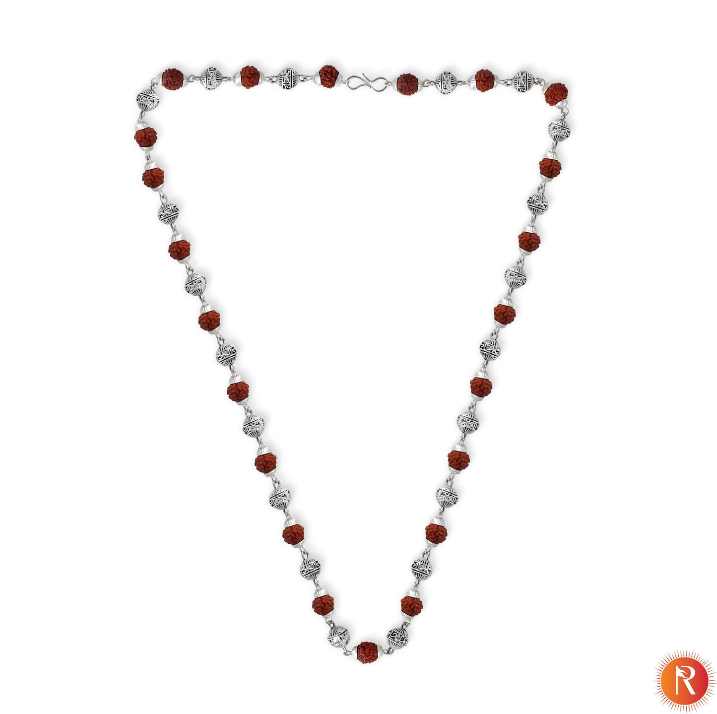 Shiva's Tears: Silver-Capped Rudraksha Mala with Certification Religious Bazar