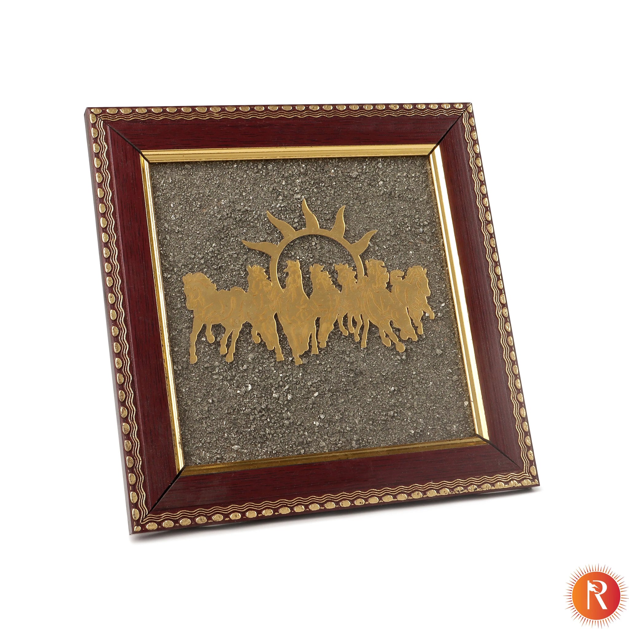Lakshmi Siddh 7 Horses on Raw Pyrite Frame Religious Bazar