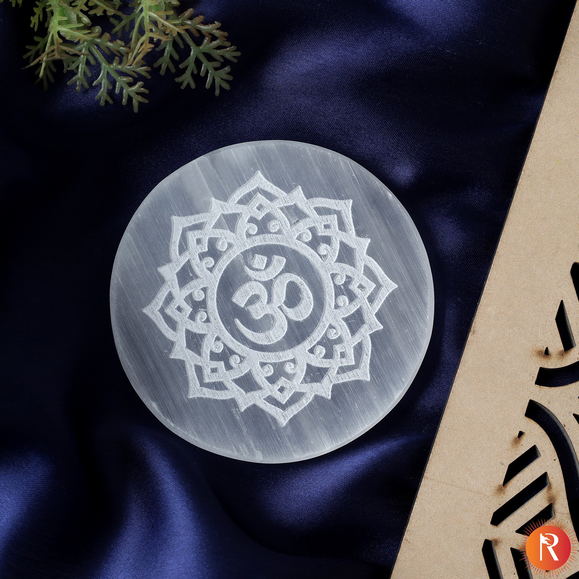 Om Mandala Selenite Charging Plate