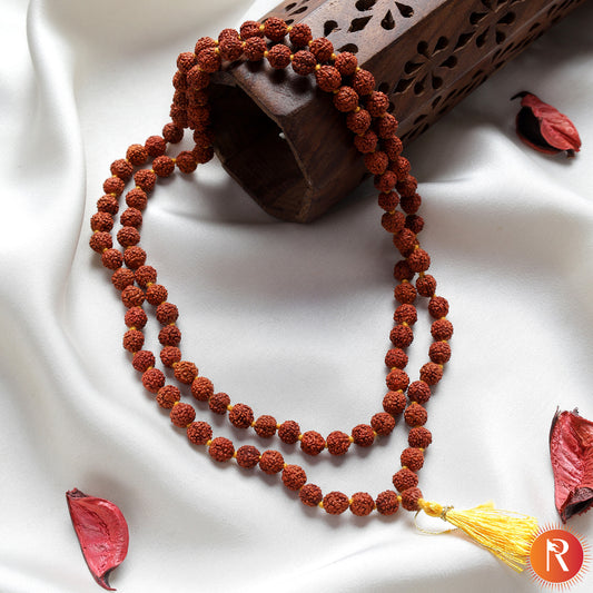 The Religious Bazar Authentic Panchmukhi Rudraksha Mala (108+1 Beads) for Japa & Wearing
