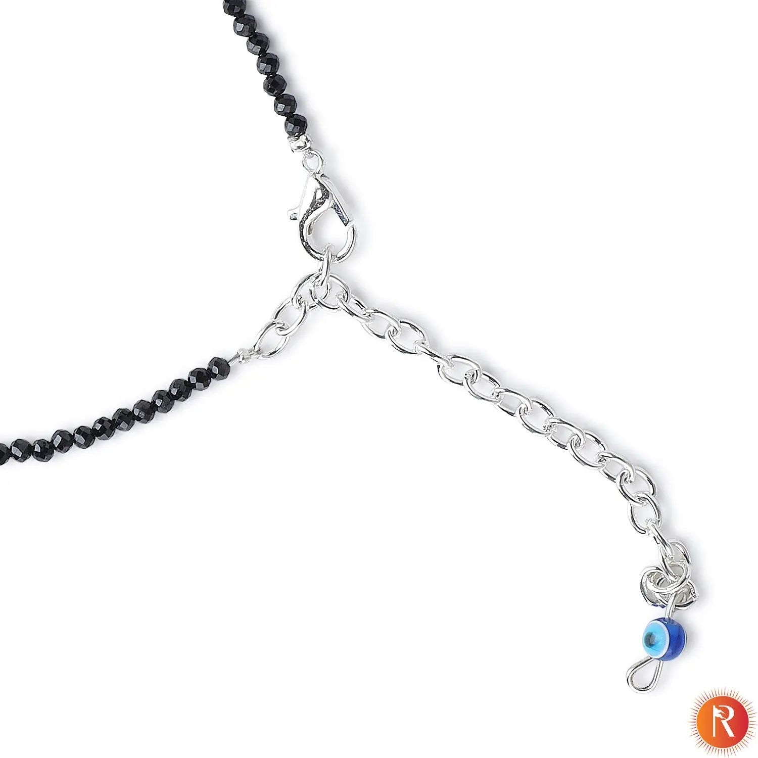 The Midnight Guardian Black Spinel & Evil Eye Protection Anklet Religious Bazar