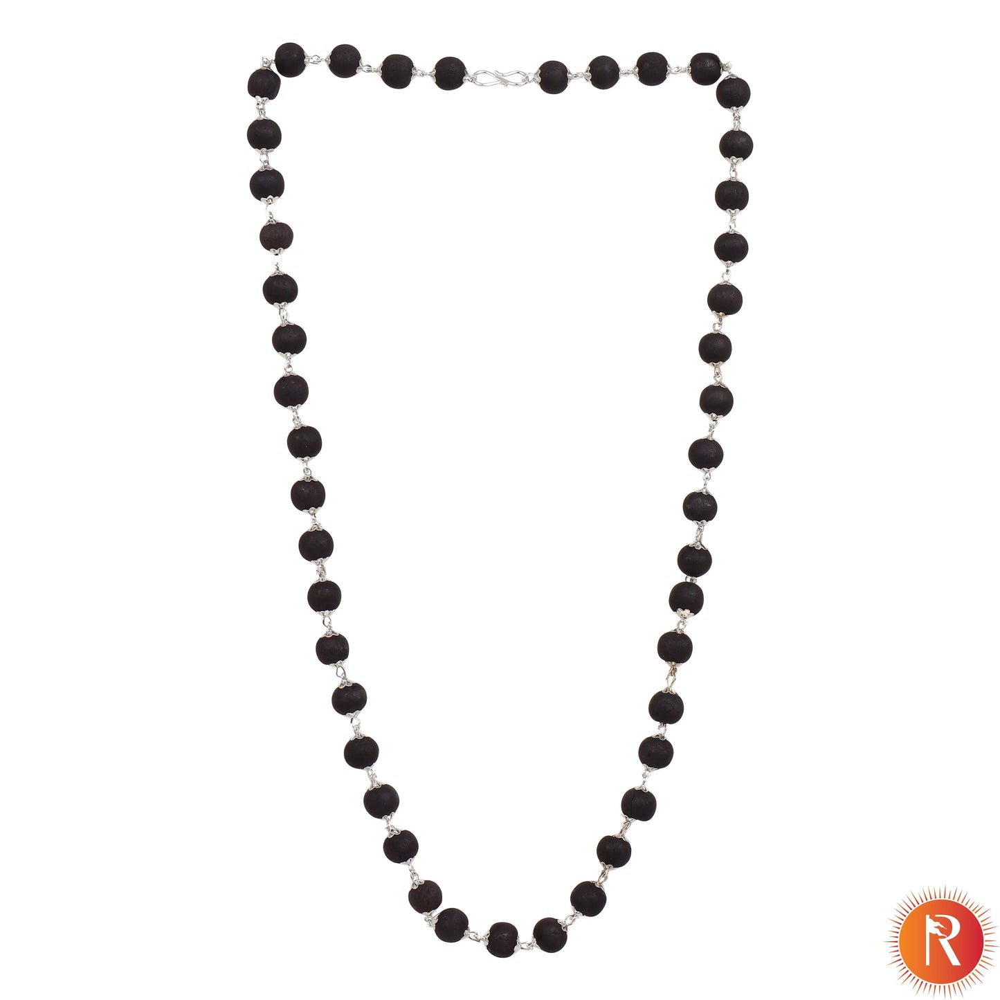 Divya Raksha Authentic Karungali Mala with Silver Capping Religious Bazar