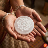 Om Mandala Selenite Charging Plate