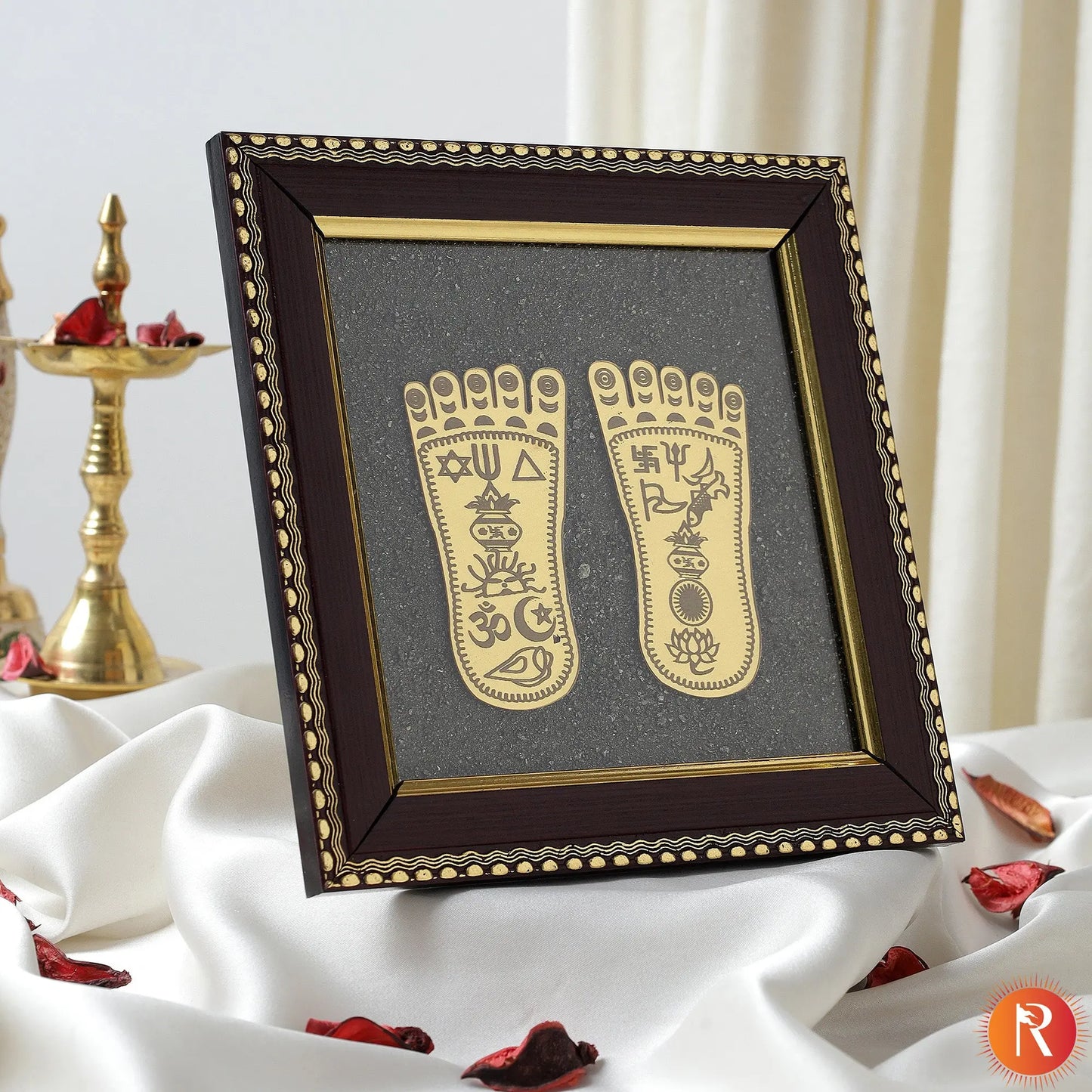 Maa Lakshmi Charan Paduka on Pyrite Frame Religious Bazar