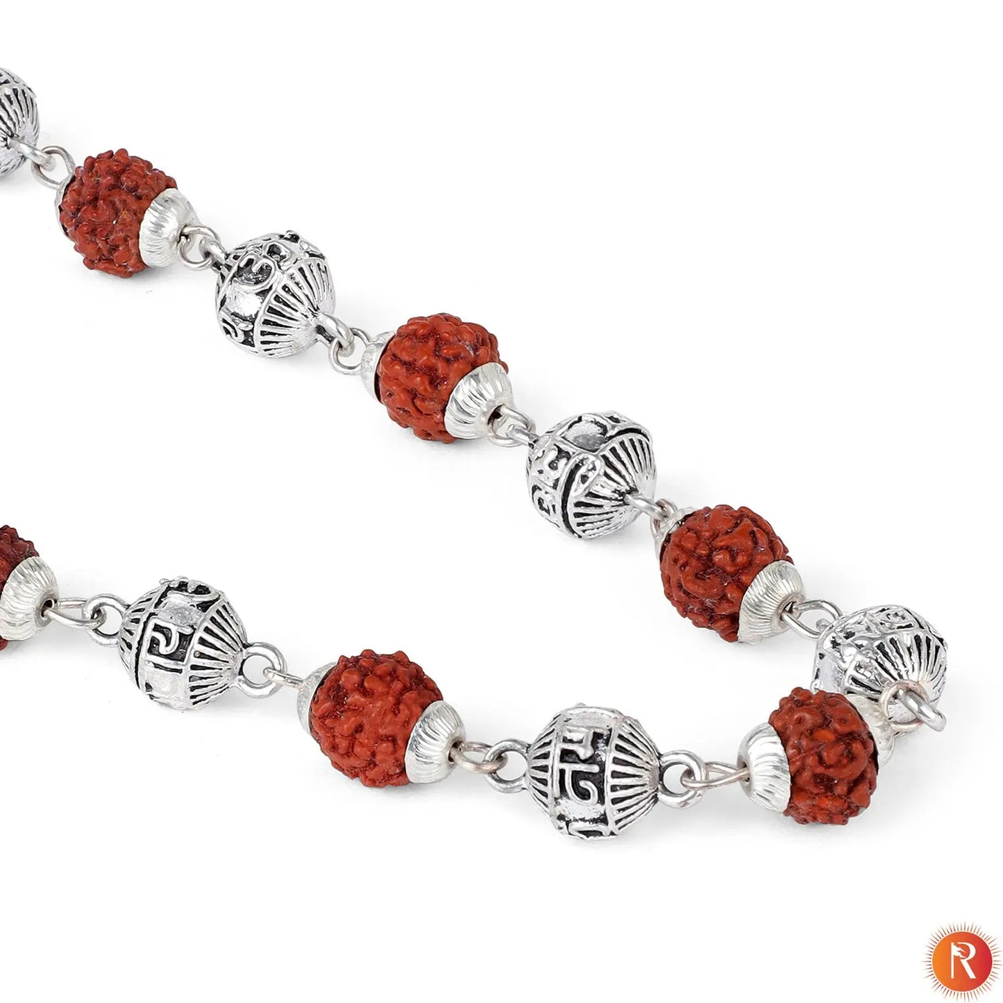 Shiva's Tears: Silver-Capped Rudraksha Mala with Certification Religious Bazar