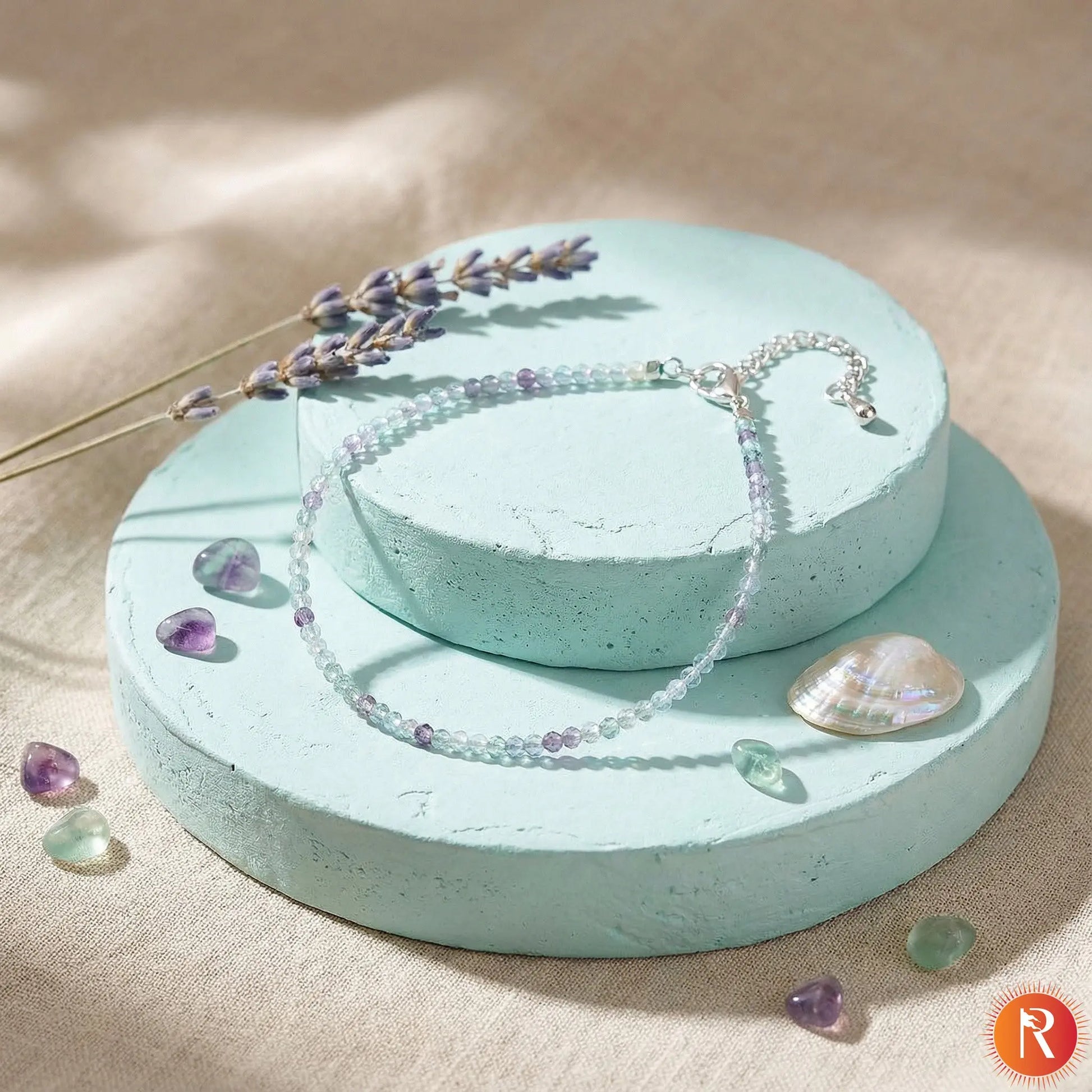 Ethereal Rainbow Fluorite Faceted Gemstone Anklet Religious Bazar