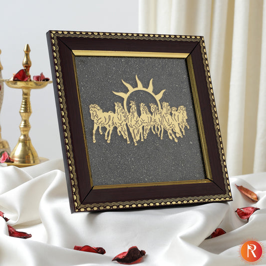 7 Horses on Raw Pyrite Frame