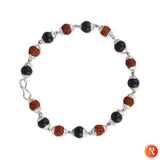 Rudraksha & Karungali Silver-Capped Healing Bracelet Religious Bazar