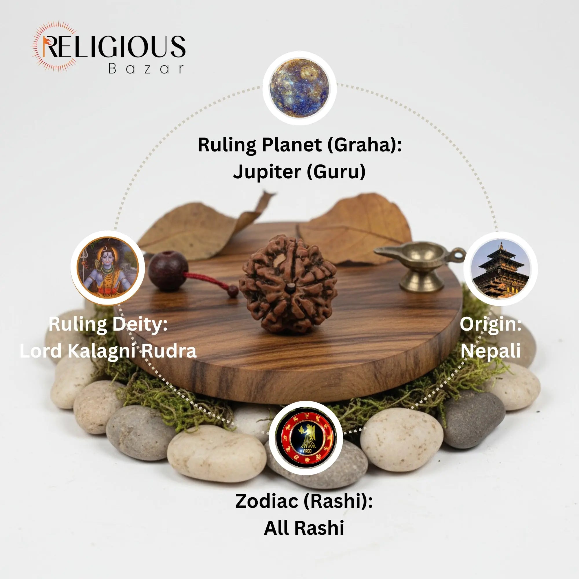 Nepal Origin 5 Mukhi Lab Certified Rudraksha - 18mm - 22mm Religious Bazar