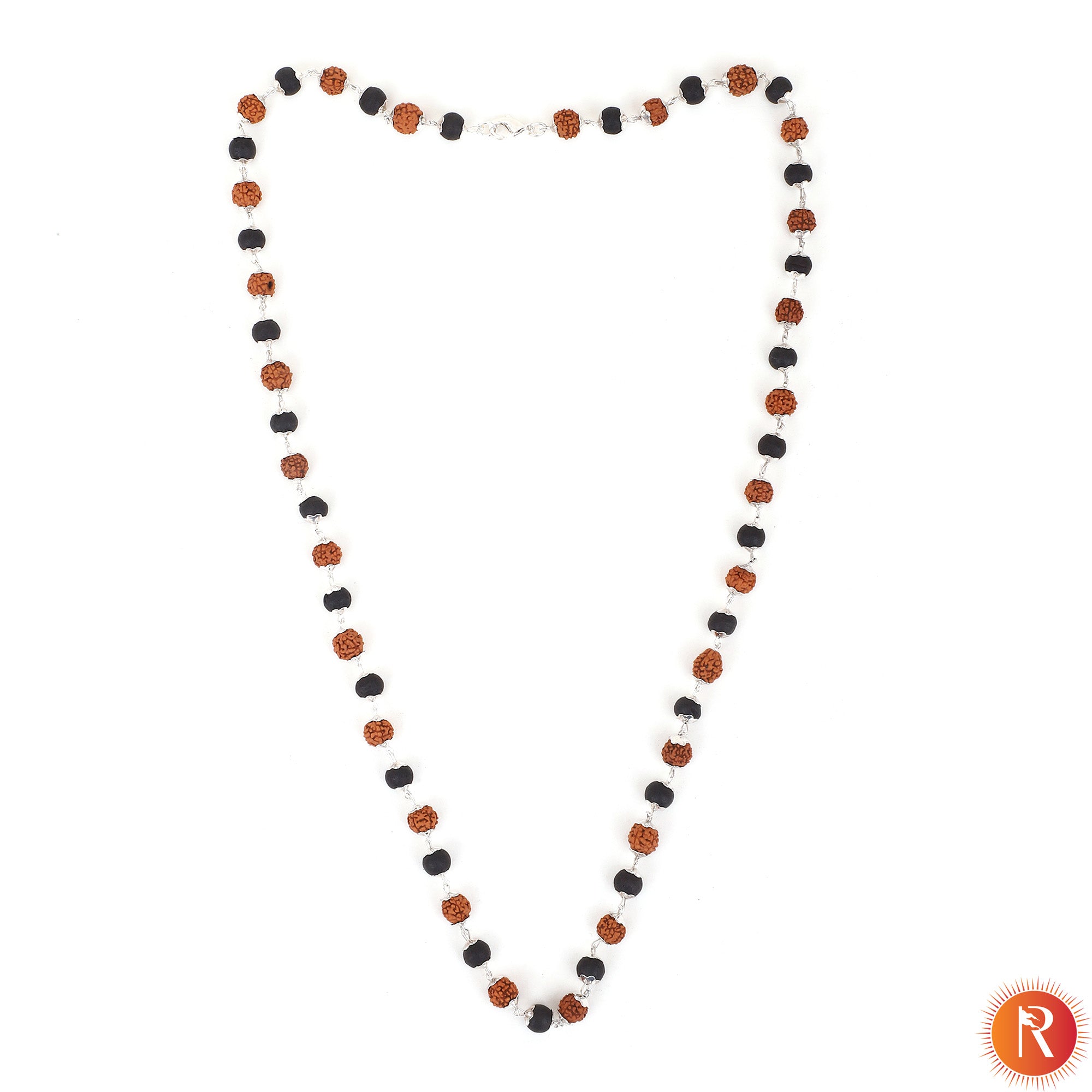 Divine Synergy Rudraksha & Karungali Protection Mala with Silver Capping