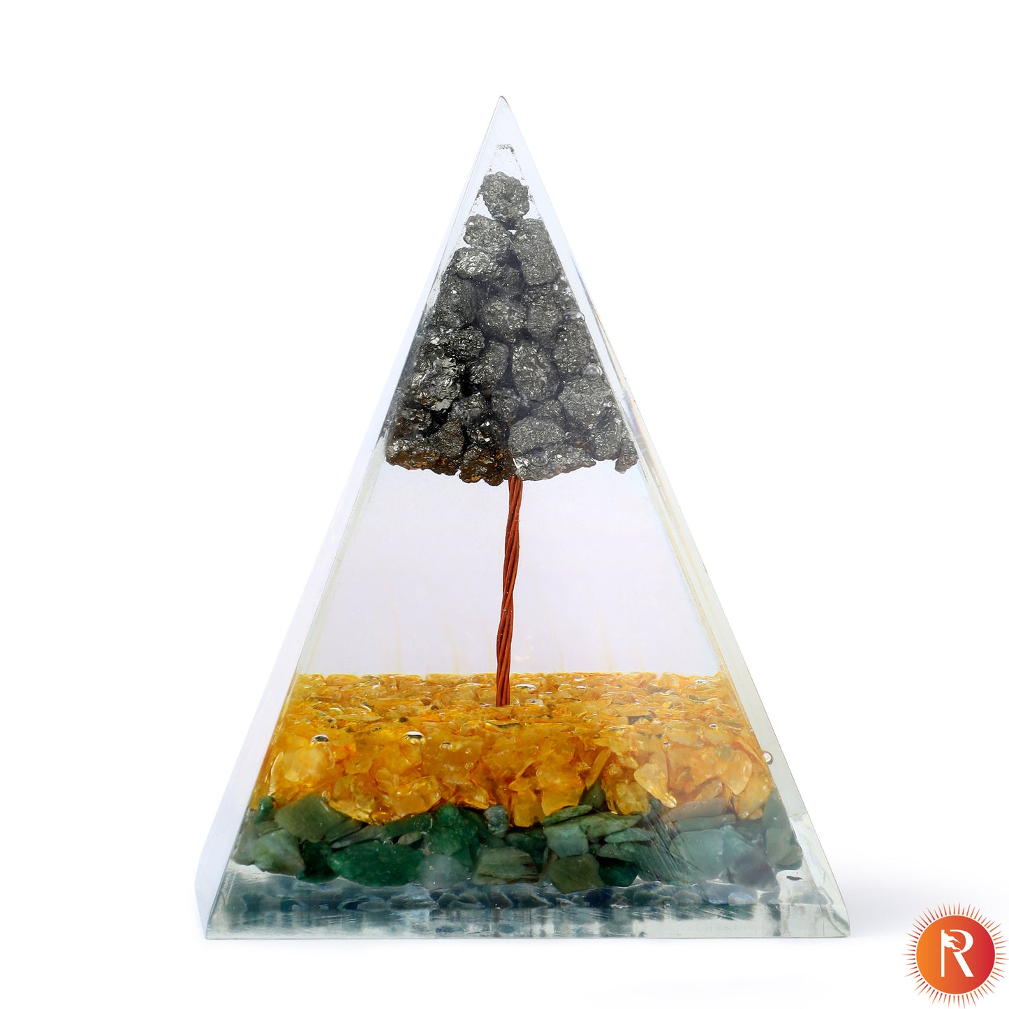 Golden Abundance Pyrite & Citrine Orgone Energy Pyramid