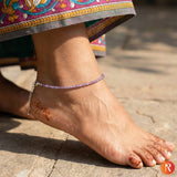 Royal Lavender Amethyst Faceted Gemstone Anklet Religious Bazar