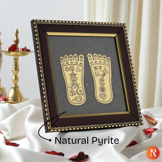 Maa Lakshmi Charan Paduka on Pyrite Frame