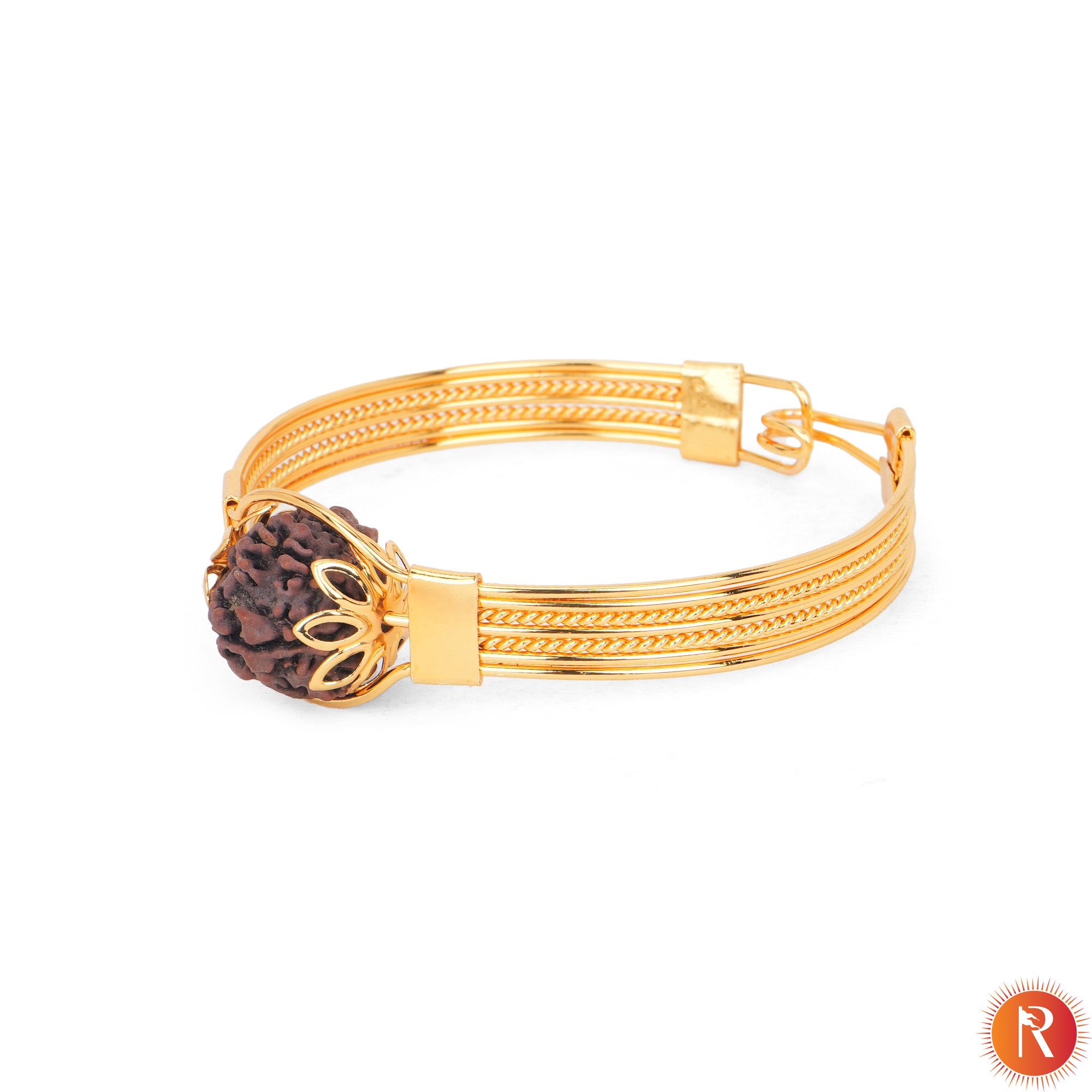 Divine Aura Rudraksha Gold-Plated Designer Kada