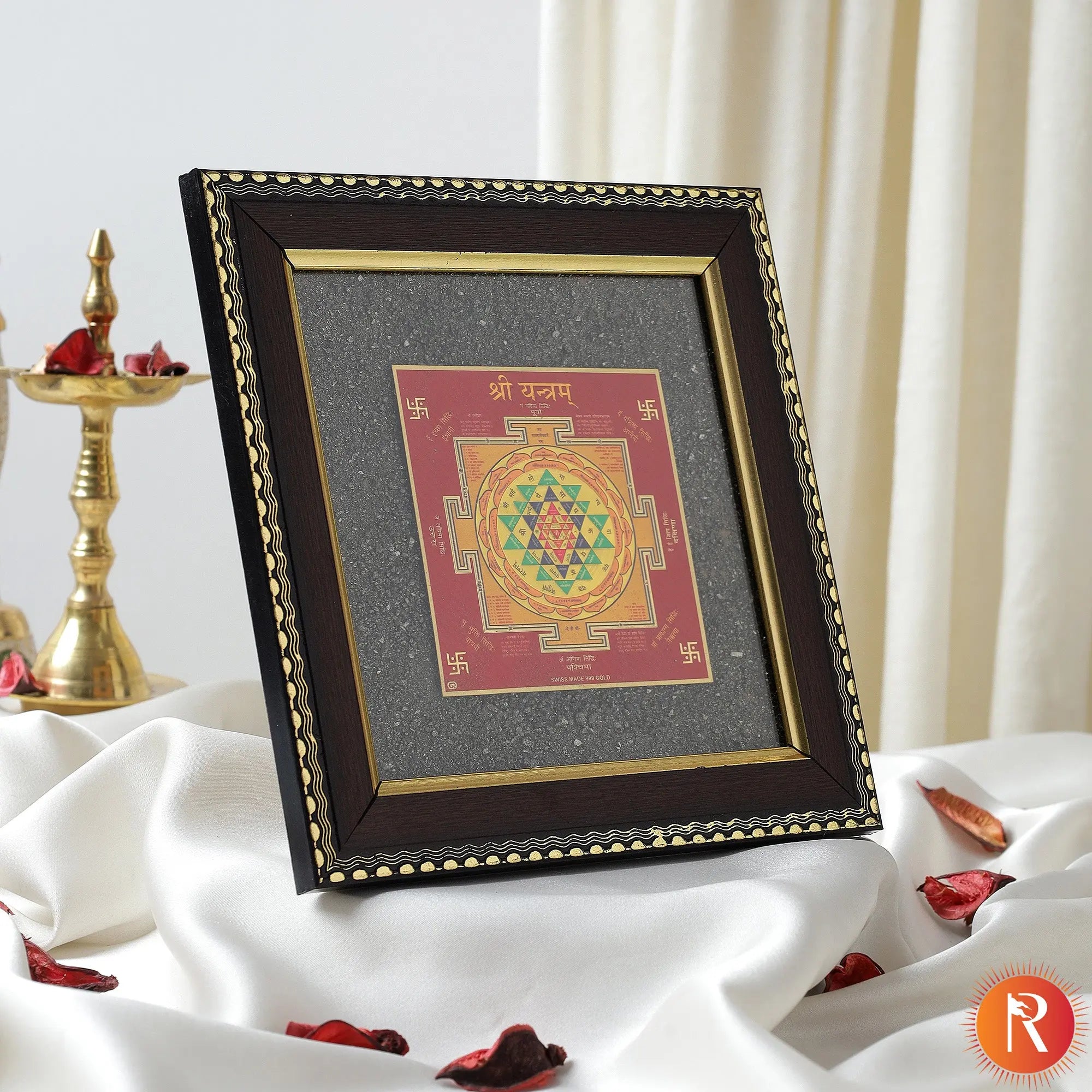 Shree Yantra on Raw Pyrite Frame Religious Bazar