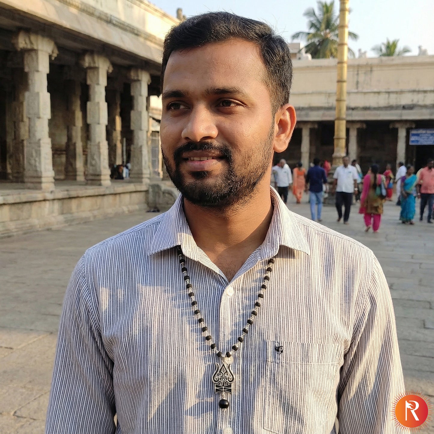 Karungali Mala & Mahadev Trishul & Damru Pendant with Silver Capping