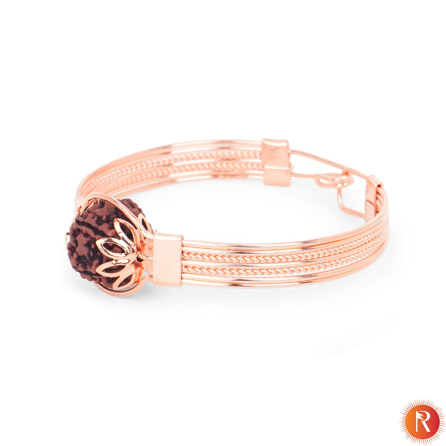 Divine Aura Rudraksha Copper-Plated Designer Kada