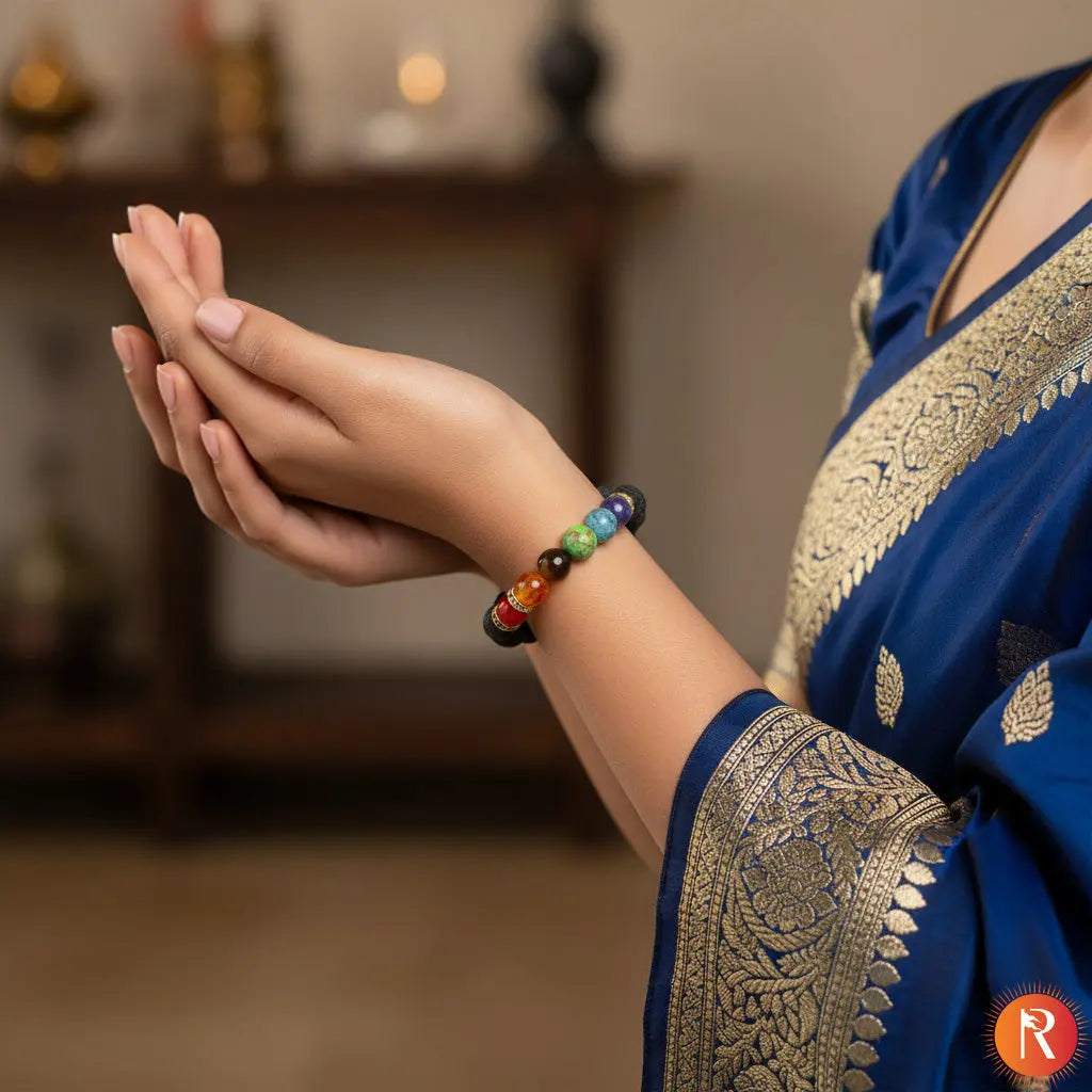 7 Chakra Bracelet with Lawa Stone Religious Bazar