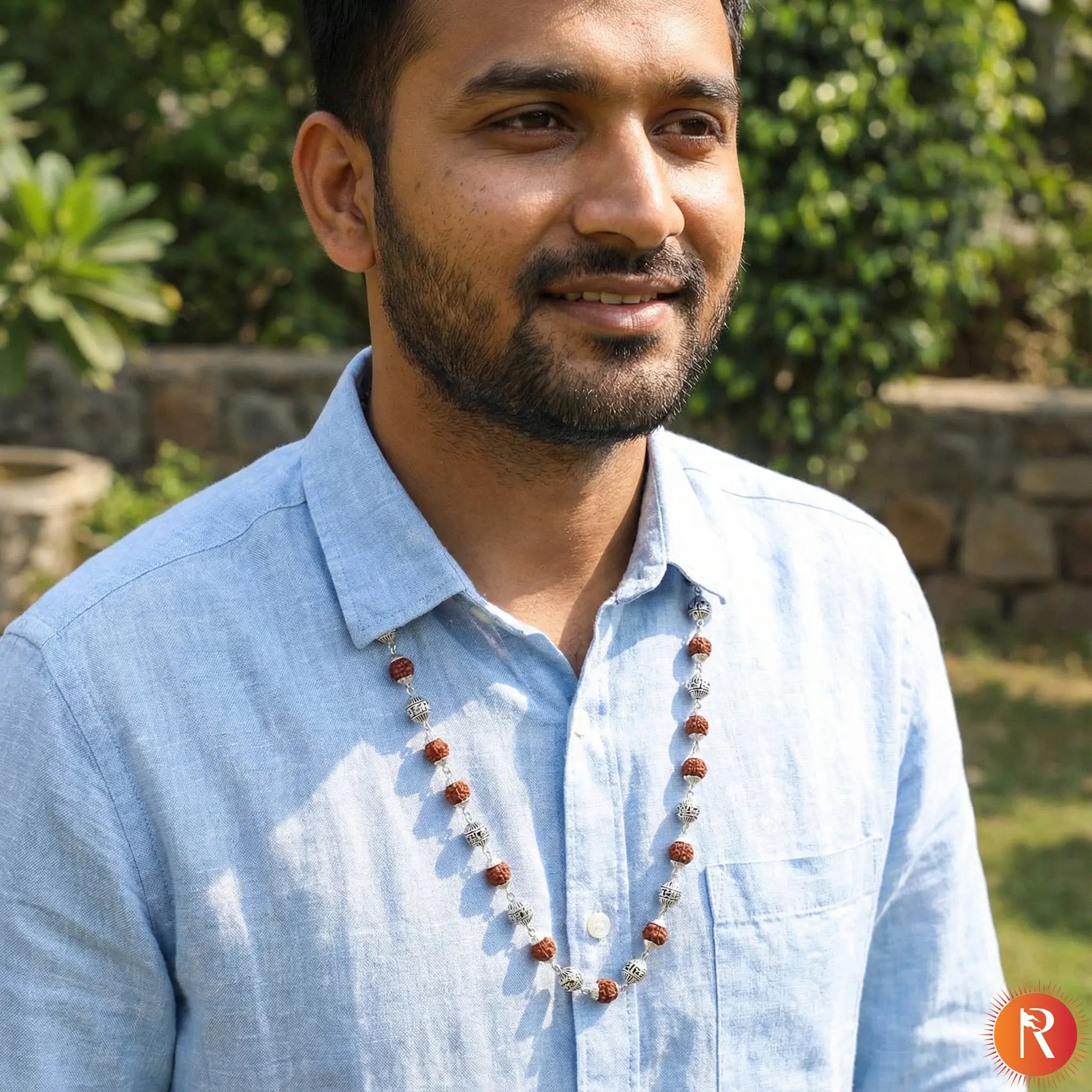 Shiva's Tears: Silver-Capped Rudraksha Mala with Certification Religious Bazar